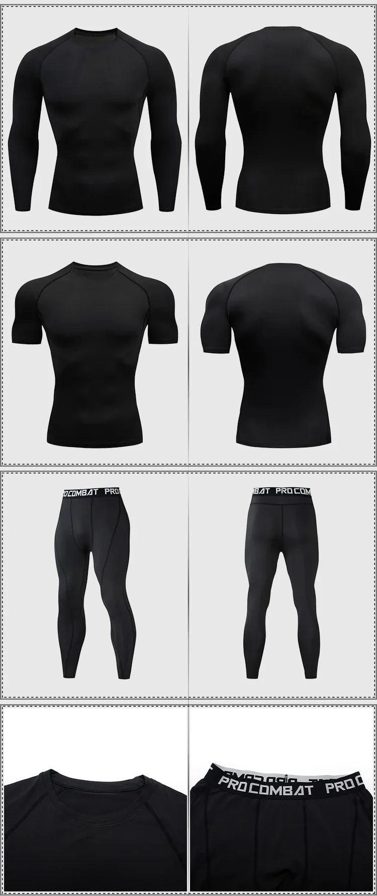 2-Piece Men’s Compression Sportswear Set — Gym, Yoga, Workout & Jogging Tracksuit