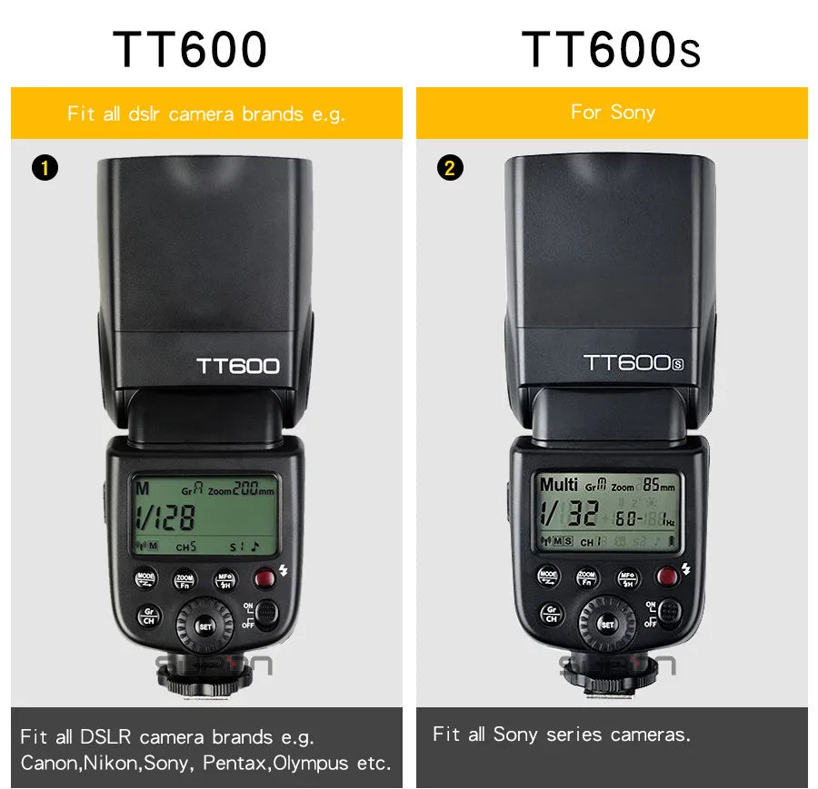 Godox TT600 2.4G Wireless TTL Speedlite + X2T Trigger — Compatible with Canon, Nikon, Sony, Fuji, Olympus