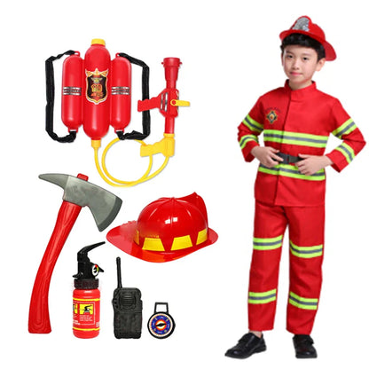 Kids Firefighter Costume – Halloween Sam Fireman Uniform Role Play Outfit for Boys Party & Cosplay Gift