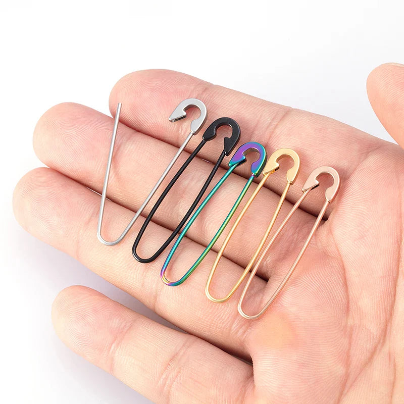Colorful 18G Surgical Steel Safety Pin Earrings – Punk Hip Hop Cartilage & Eyebrow Piercing Stud Ear Cuff Jewelry Accessories