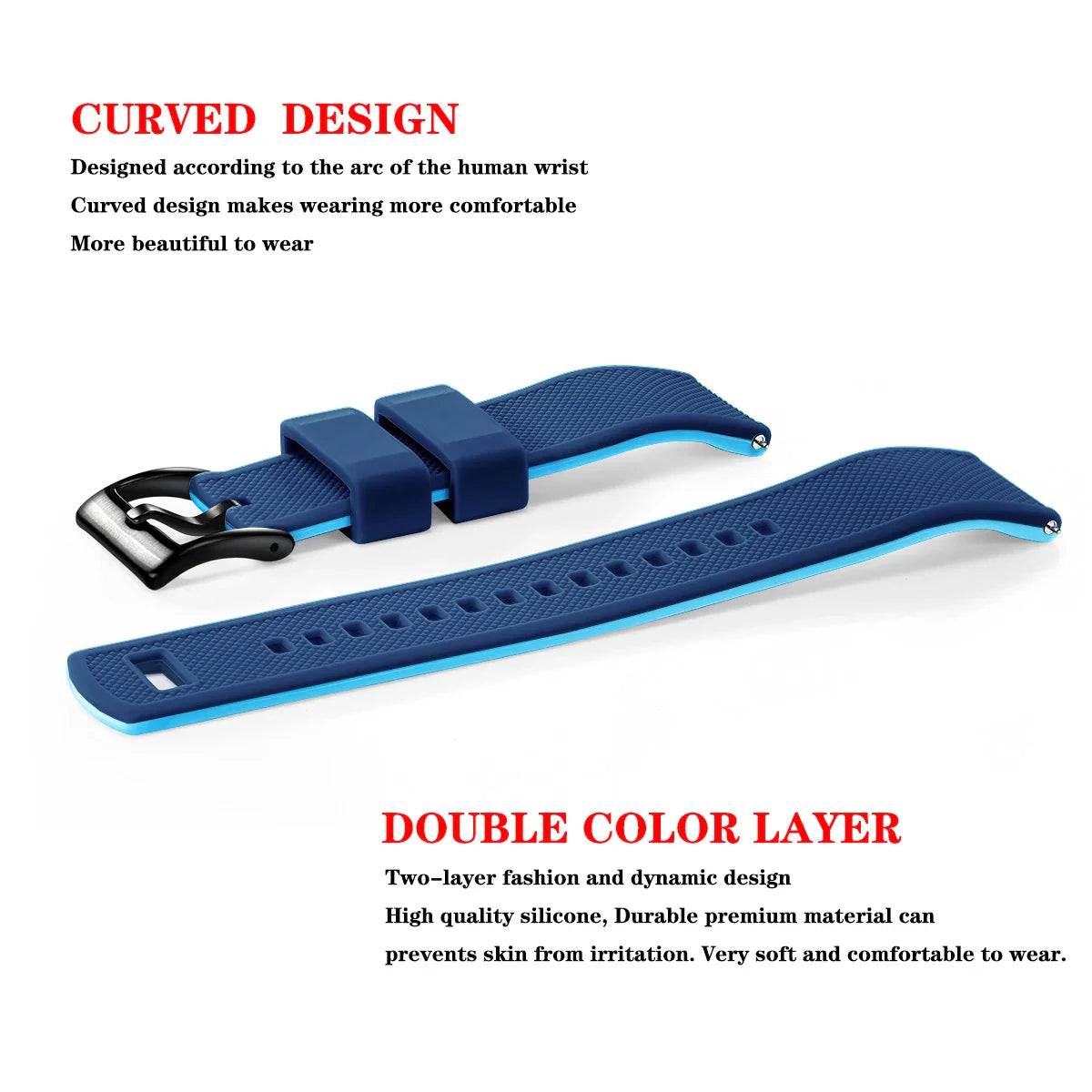 Premium Silicone Watch Band – Quick Release Rubber Strap, 18mm 20mm 22mm Replacement Watchband