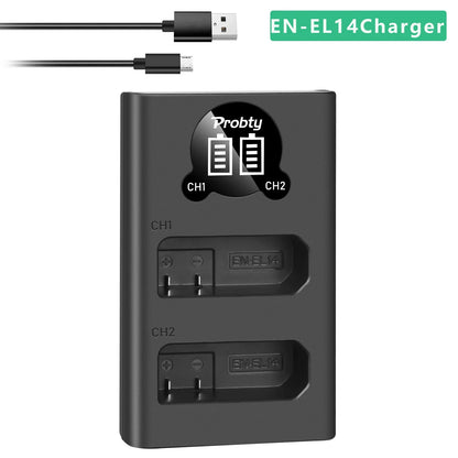 LED Dual Camera Battery Charger – Compatible with LP-E6, LP-E8, NP-FW50, EN-EL15, and More