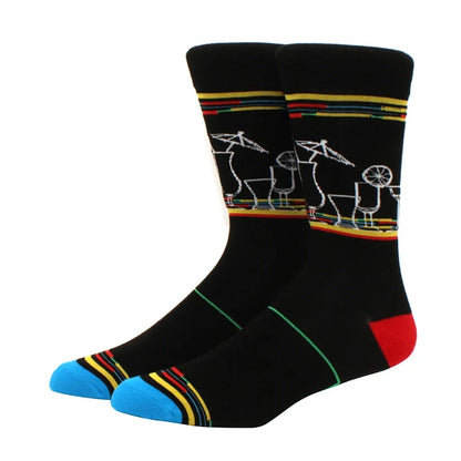 Funny Cartoon Fashion Cotton Socks – Hip Hop Skateboard Style Socks for Men & Women, Beer, Pizza, Astronaut & Pineapple Print Casual Wear Socks