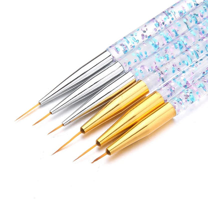 3PCS Acrylic French Nail Art Painting Pens - Slim Line Drawing Brushes for 3D Tips, UV Gel & Manicure Designs