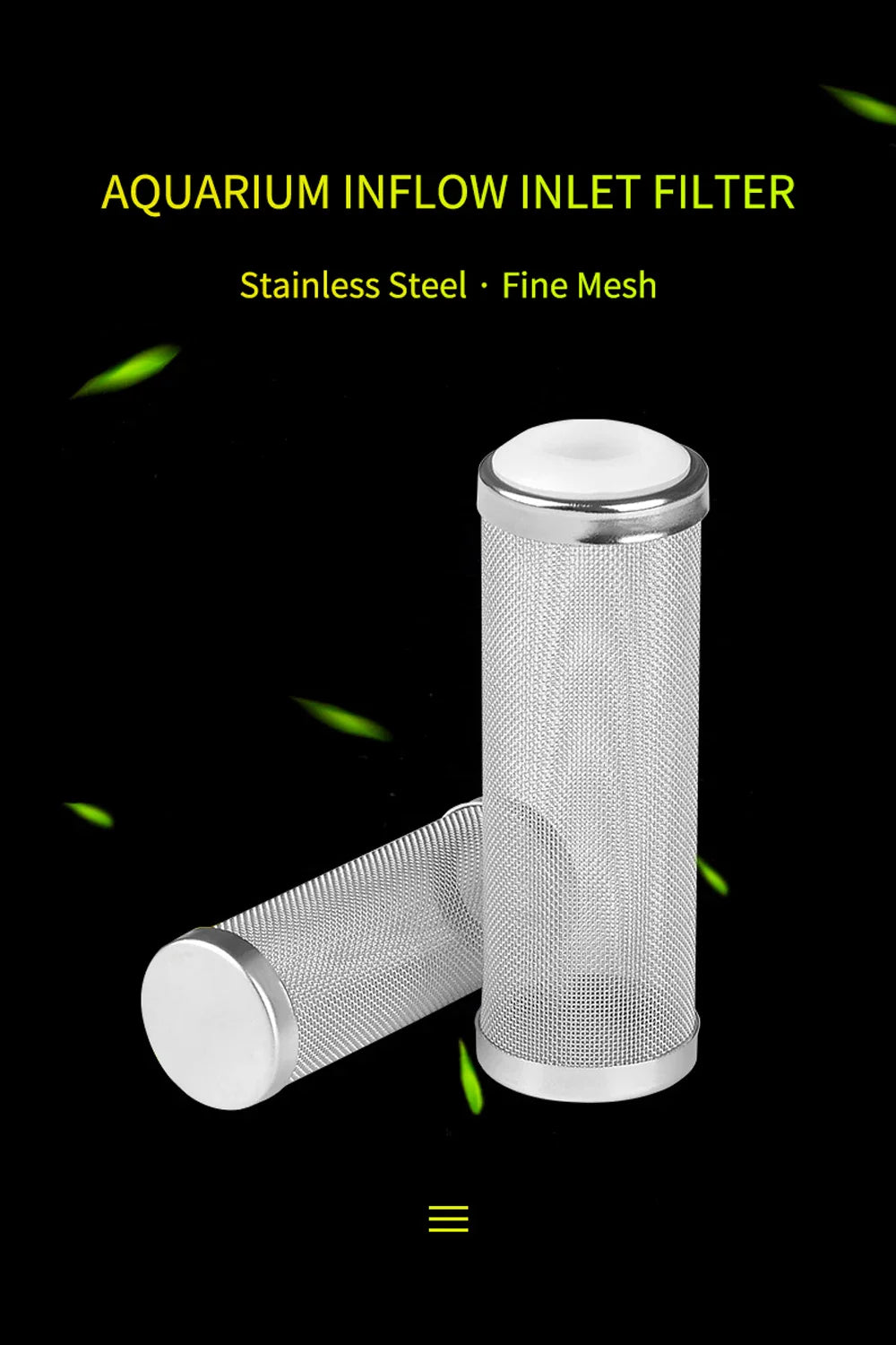 12/16mm Aquarium Inflow Inlet Filter – Stainless Steel Mesh Net Guard, Fish Tank Intake Strainer & Prefilter Cover