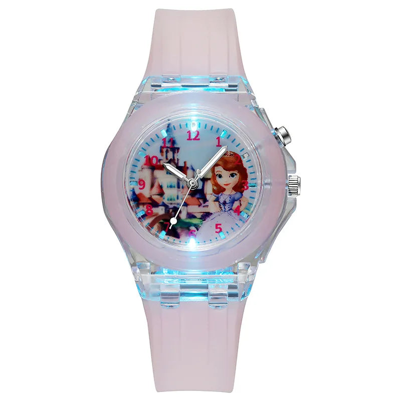 Disney Frozen Princess Kids Watch - Girls' Luminous LED Colorful Wristwatch for Students & Ladies