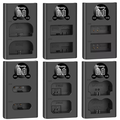 LED Dual Camera Battery Charger – Compatible with LP-E6, LP-E8, NP-FW50, EN-EL15, and More