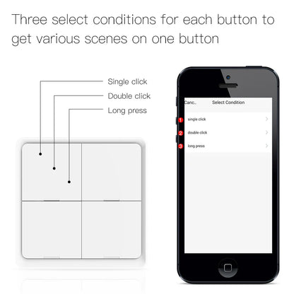 MOES 4-Gang Tuya ZigBee Wireless Scene Switch – Battery-Powered Smart Controller for Tuya Automation