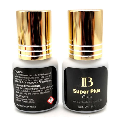 IB Super Plus Eyelash Extension Glue — 5/10 Bottles Original IBeauty Gold Cap Black Adhesive for False Lashes and Makeup Tools