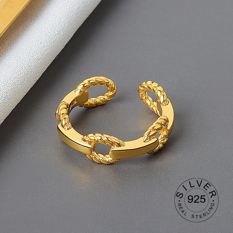 925 Sterling Silver Women’s Open Wave Ring – Irregular Wide Noodle Design Gift