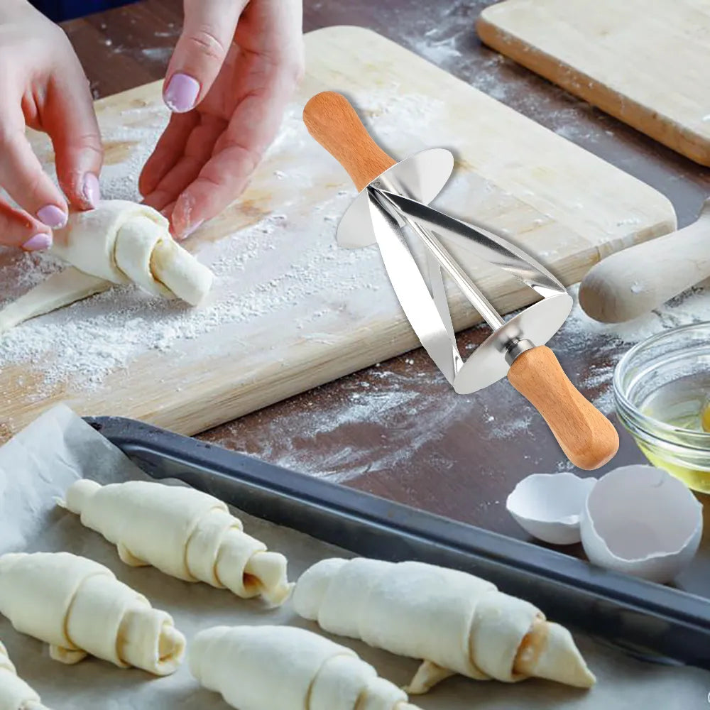 Stainless Steel Croissant Bread Dough Pastry Rolling Cutter: Baking Tool for Perfect Croissant