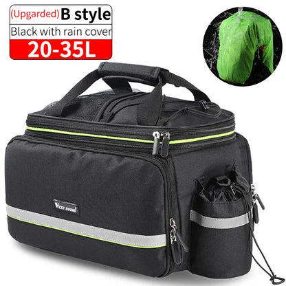 WEST BIKING 3-in-1 Waterproof Bike Trunk Bag — Large Capacity MTB & Road Bicycle Saddle Seat Panniers, Travel Luggage Carrier