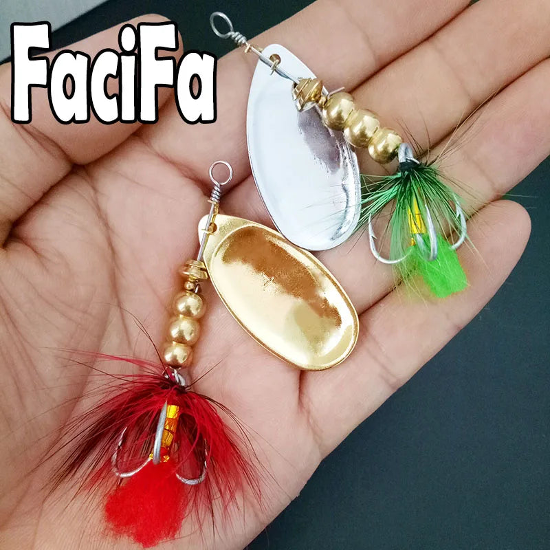 Brass Spinner Bait Lure with Treble Hook - Metal Fishing Lure for Carp, Bass, and Artificial Bait