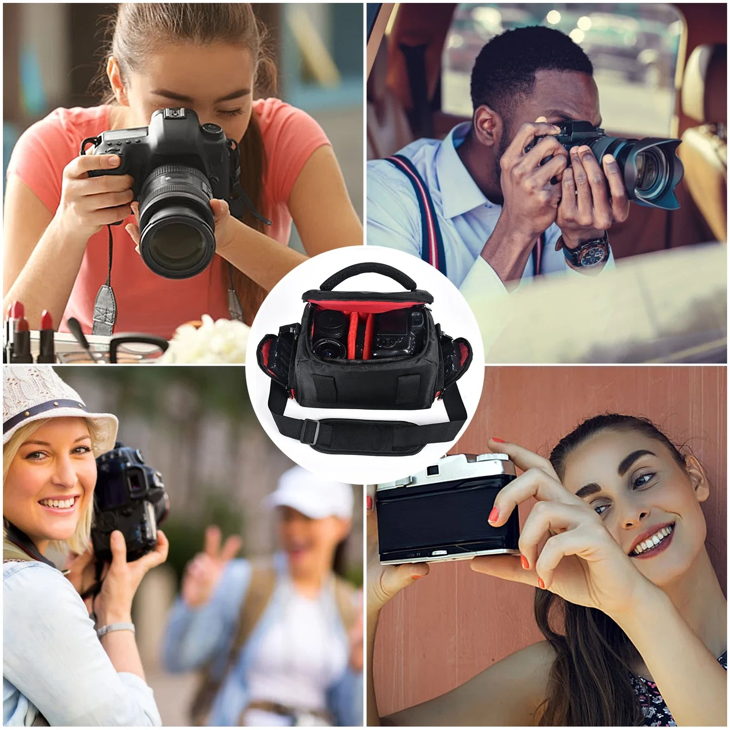 FOSOTO Waterproof DSLR Camera Shoulder Bag – Professional Case for Canon, Nikon, Sony, Video & Lens Storage