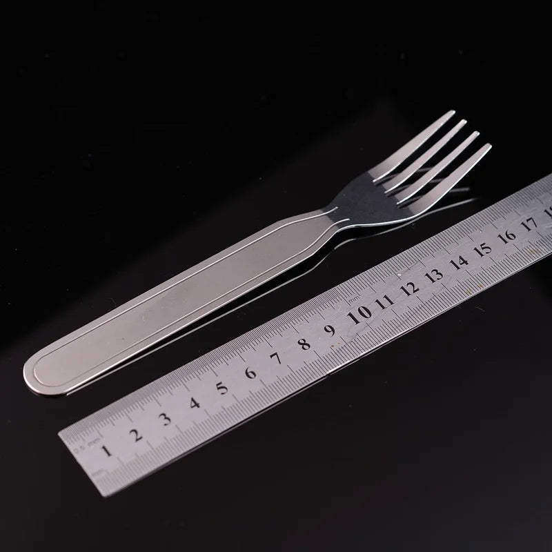 4 Piece Portable Stainless Steel Tableware Set - Foldable Knife, Spoon, Fork, and Utensil for Camping and Cooking