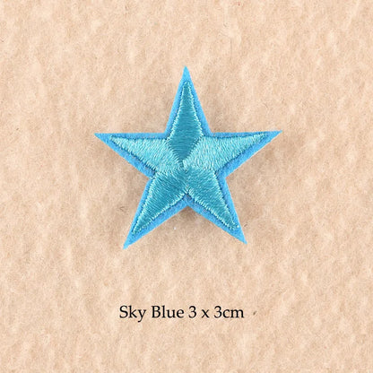Stars Embroidered Iron-On Patches – Gold, Silver & Colorful Appliqué Stickers for Clothing, Jackets, Bags & DIY Craft Decoration