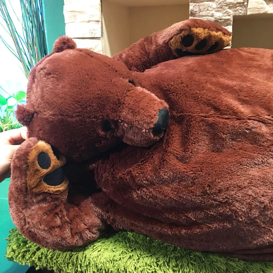 Giant Brown Bear Plush Toy - Soft Stuffed Animal Cushion for Kids & Birthday Gifts