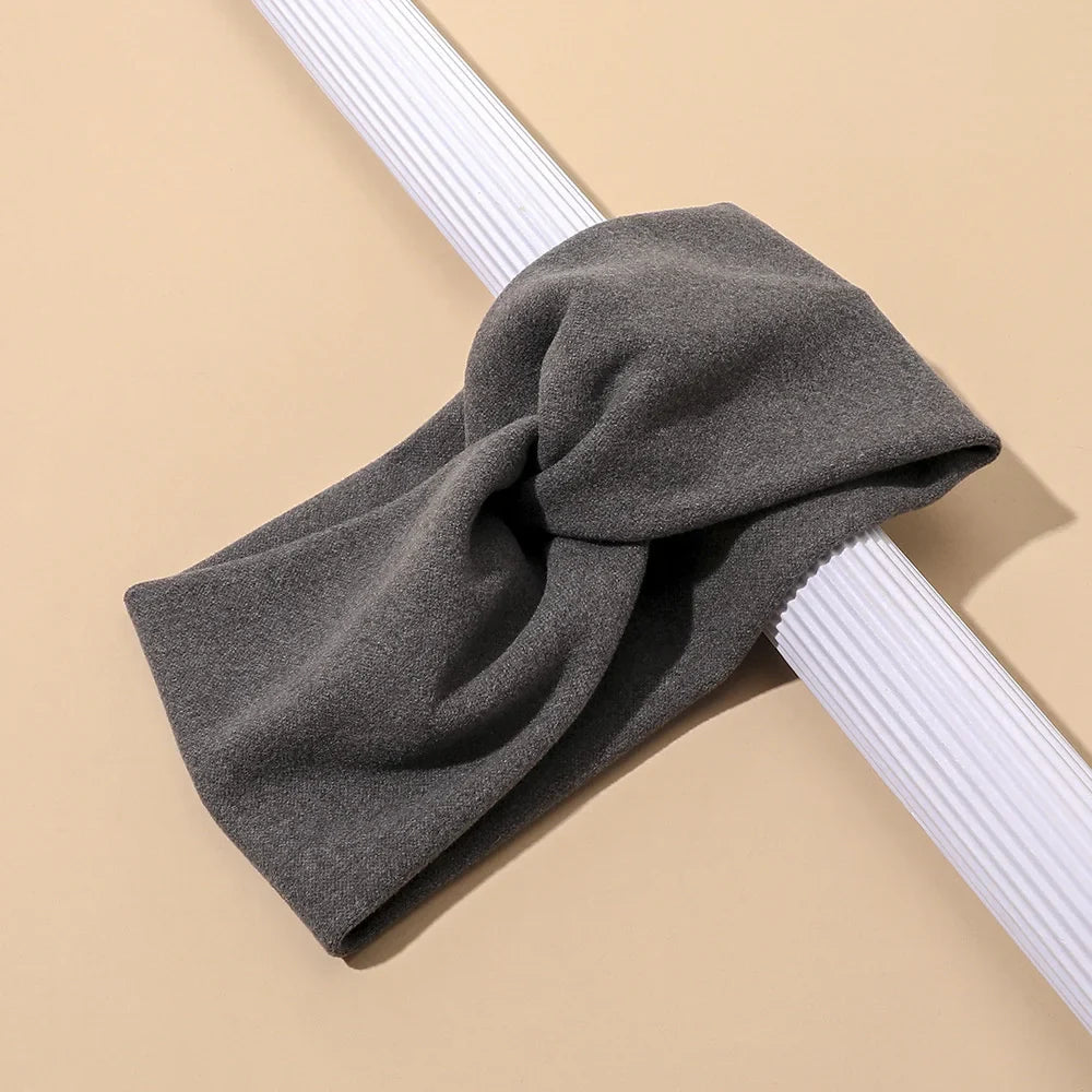 Women’s Elegant Solid Cross Woolen Elastic Headband – Thickened Warm Fashion Hairband Turban Bandana for Outdoor Casual Wear