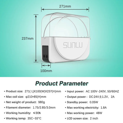SUNLU S1+ 3D Filament Drying Box – Fila-Dryer Storage Holder for Dry Filament with Fast Heating