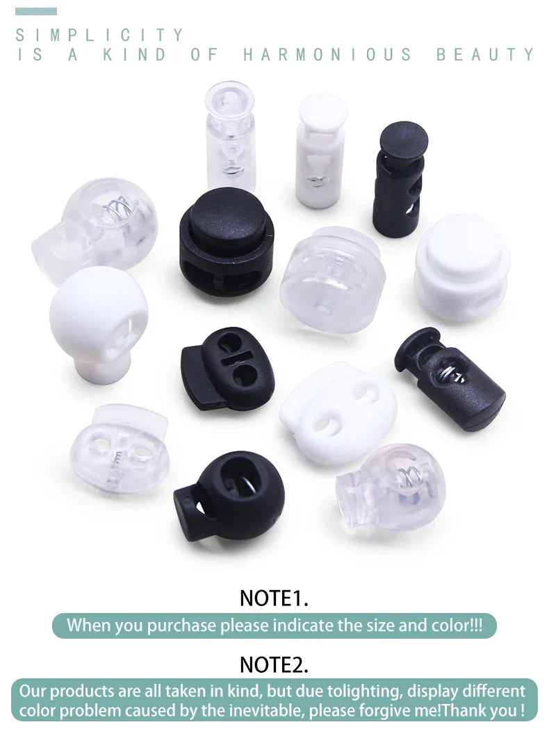10pcs Plastic Cord Lock Stopper – Black Frost Toggle Clips for Shoelaces, Sportswear & DIY Bag Accessories