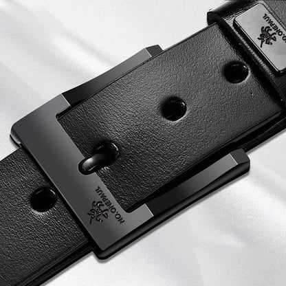 Genuine Leather Men's Belt - High Quality Cowhide Buckle Jeans Belt Casual Business Cowboy Waistband Fashion Accessory