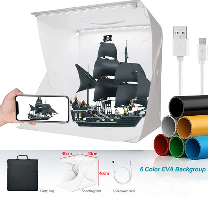 Folding Lightbox 20/30/40cm – Portable LED Softbox Photo Studio Tent with USB for DSLR Camera