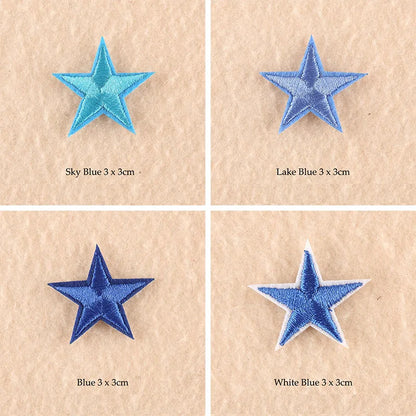 Stars Embroidered Iron-On Patches – Gold, Silver & Colorful Appliqué Stickers for Clothing, Jackets, Bags & DIY Craft Decoration