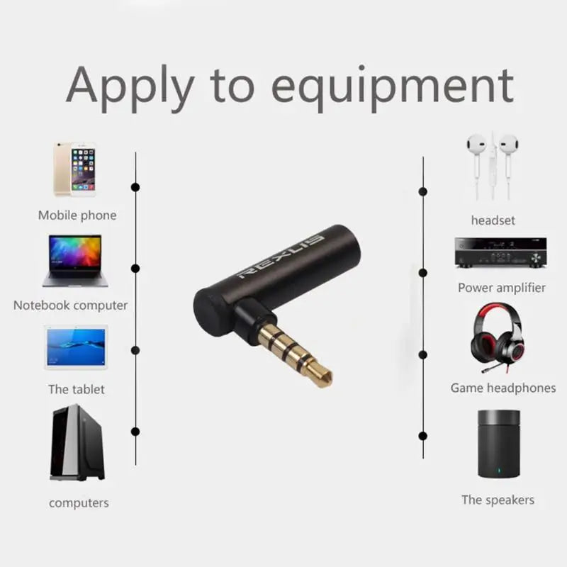 3.5mm Male to Female Right Angle Audio Adapter – 90° Headphone Mic Jack for Android, iPhone, PC & Laptop