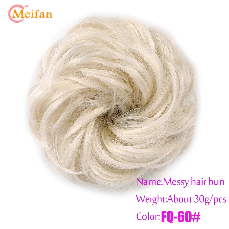 MEIFAN Synthetic Chignon Hair Bun – Elastic Rubber Band Clip-In Updo Ponytail Hair Extension for Women