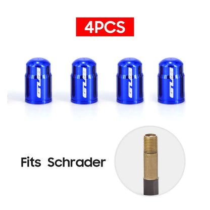 4pcs Aluminum Bike Tire Valve Caps – Ultralight MTB Road Mountain Schrader/Presta Tyre Protectors
