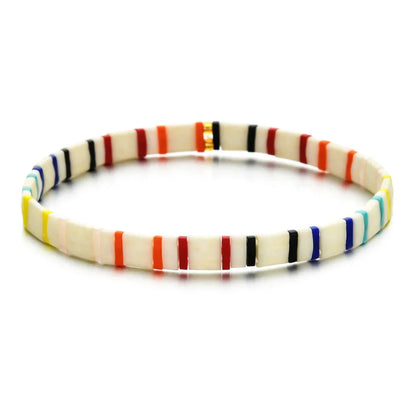 ZMZY Stone Tila Beads Elastic Bracelet for Women – 2025 Fashion Colorful Rainbow Miyuki Tile Bead Jewelry Gift Bracelet