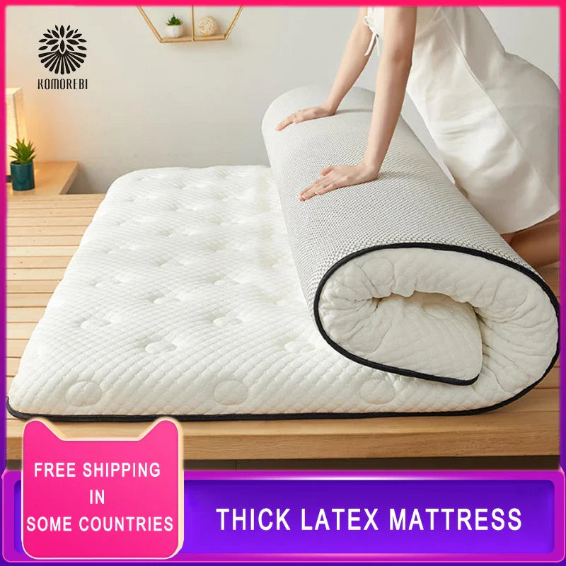 6/10cm Thai Natural Latex Floor Mattress – Foldable Tatami Mat with 95D Filling & Cotton Cover, Slow Rebound Comfort