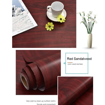 PVC Waterproof Self-Adhesive Wallpaper Roll — Wood Grain Vinyl Decorative Film for Furniture, Cabinets, and DIY Home Decor