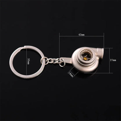 Mini Turbocharger Keychain - Spinning Turbine Keyring for Car Interior Accessories & Key Fob