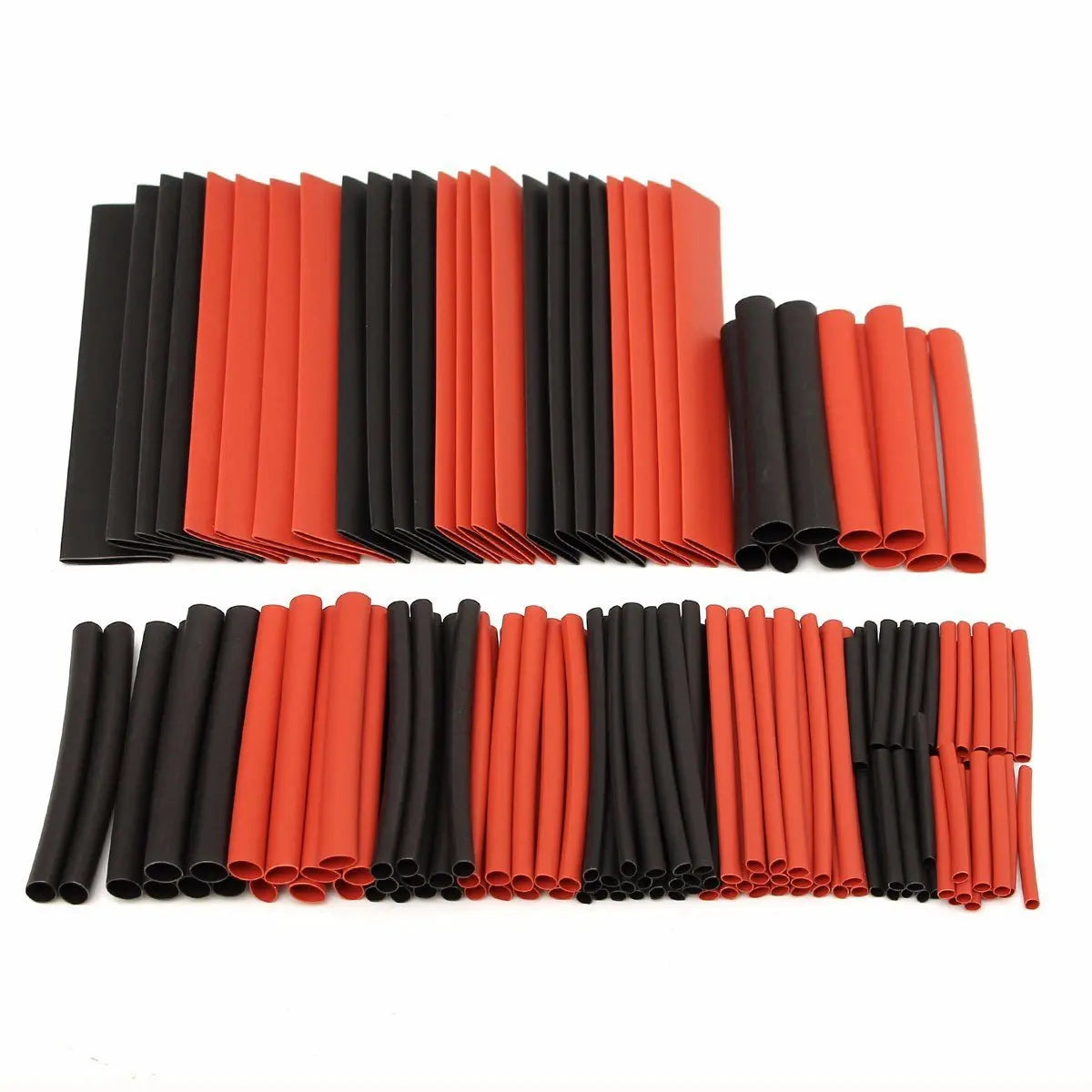 150pcs Heat Shrink Tube Kit – 2:1 Polyolefin Insulation Sleeving for Wire & Cable, Red/Black with Storage Box