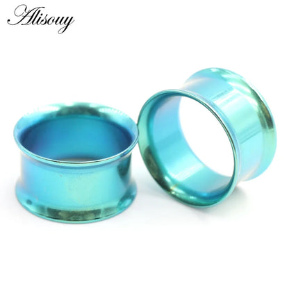 Alisouy Surgical Steel Ear Plug Kit - 2PCS No-Screw Fit Ear Gauges Tunnel Expanders for Body Piercing