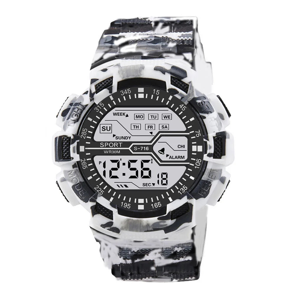 Men's Outdoor Sports Watch – Waterproof LED Military Digital Wristwatch with Luminous Large Screen