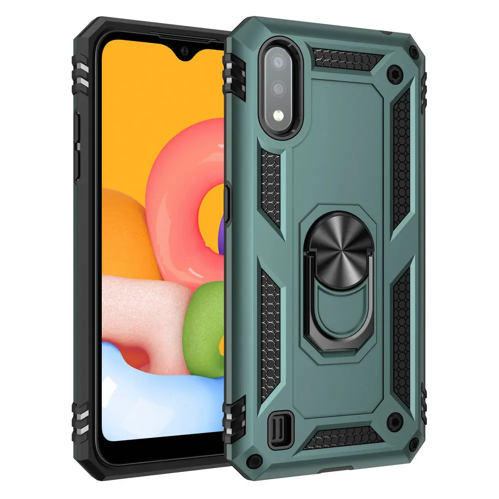 Shockproof Case for Samsung Galaxy A01, A02, A02S – Metal Ring Etui Back Cover Shell | Durable Protection