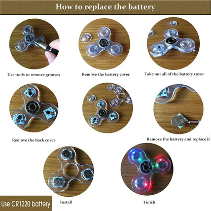 Crystal LED Fidget Spinner — Glow-in-the-Dark Hand Spinner Toy — EDC Kinetic Stress Relief for Kids