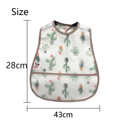Adjustable Baby Bibs - Waterproof EVA Cotton Cartoon Feeding Bibs with Burp Cloth for Boys & Girls