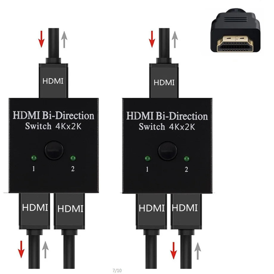 3x1 HDMI Switch 4K/1080P – 3 Input 1 Output Video Splitter Adapter Hub for Xbox, PS4, PC, Laptop & HDTV
