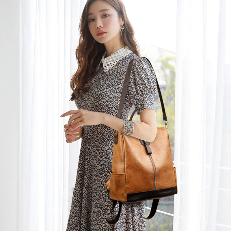 Fashion Anti-Theft Women's Backpack - High-Quality PU Leather, Large Capacity, Travel Shoulder Handbag