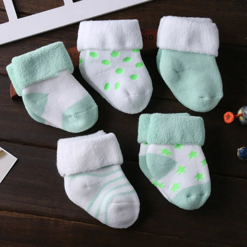 Kiddiezoom 5 Pairs Non-Skid Baby Socks – Unisex Cotton Shoes for 0-12 Months Baby Boys & Girls