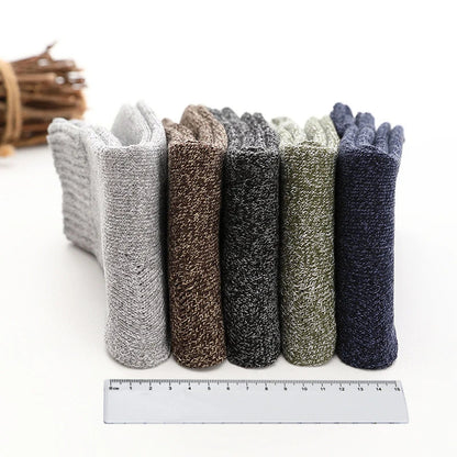 5 Pairs Thick Wool Socks for Men - High-Quality Thermal Cotton Winter Socks, Christmas Gift Size 38-45