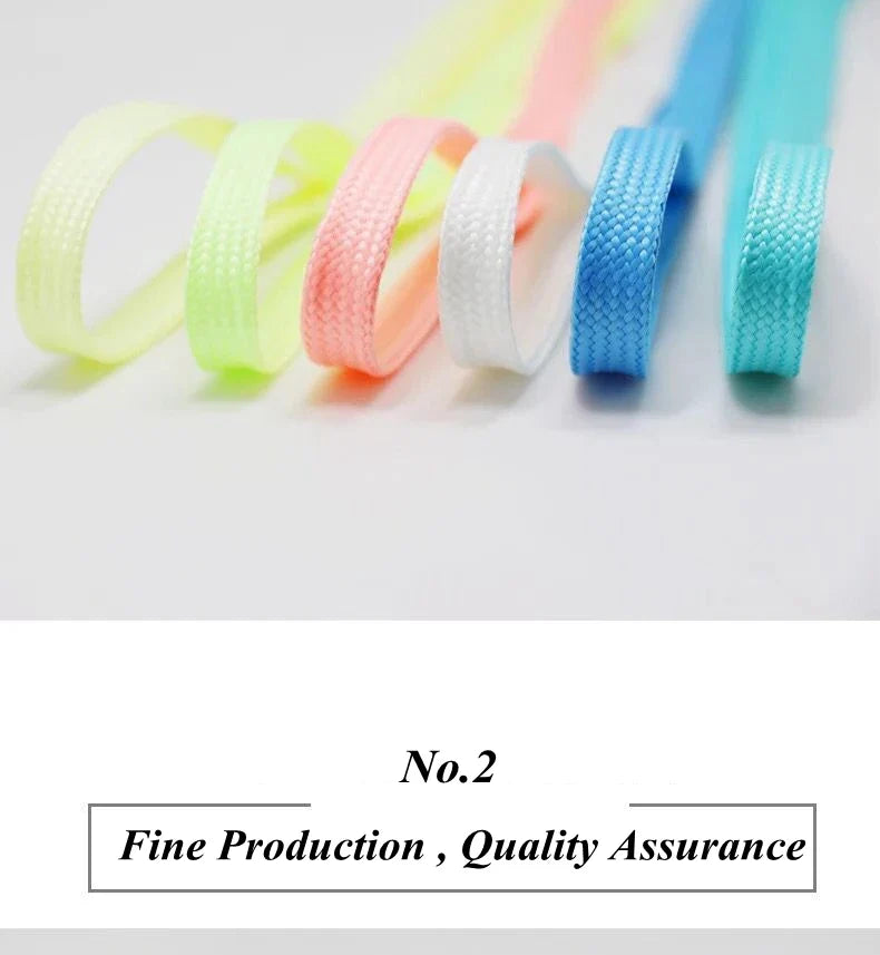 Luminous Flat Shoelaces - Glow in the Dark Fluorescent Sneaker & Canvas Shoe Laces, 80/100/120/140cm