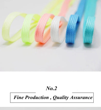 Luminous Flat Shoelaces - Glow in the Dark Fluorescent Sneaker & Canvas Shoe Laces, 80/100/120/140cm