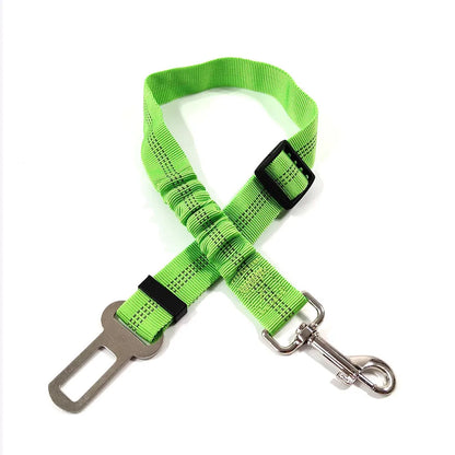 Adjustable Dog Car Seat Belt Harness – Nylon Reflective Elastic Safety Strap with Cushioning for Pet Travel