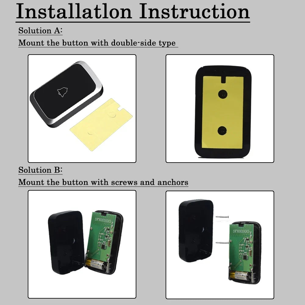 Waterproof Wireless Doorbell — AC 100V-240V EU Plug, Smart Remote Control, Battery Included, Plug & Play