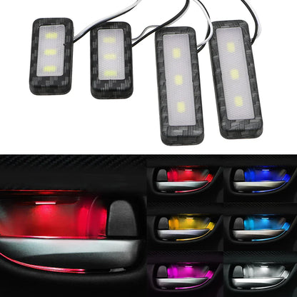 4Pcs Car Styling LED Interior Door Handle Lighting | Universal Auto Atmosphere Lamp | Armrest Inner Bowl Decorative Lights