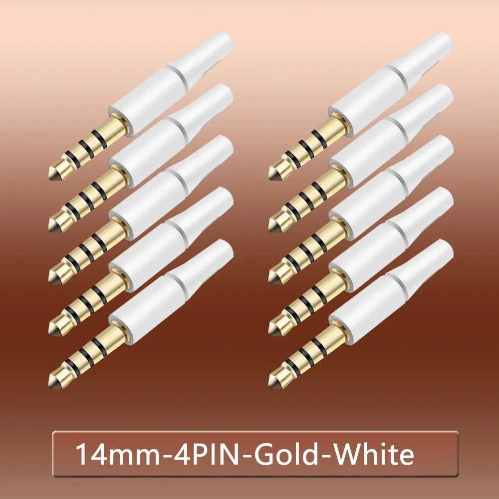 10pcs White & Black 3.5mm Stereo Headset Plug Adapter 3/4 Poles Audio Jack Connector for iPhone 2.5mm